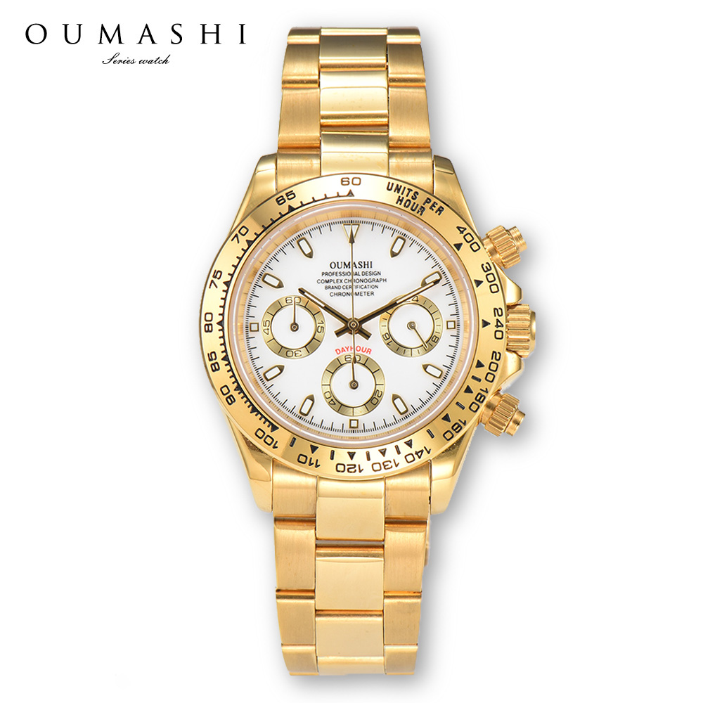 Stainless Bracelet Diver - 39mm VK63 watch Gold Stainless steel