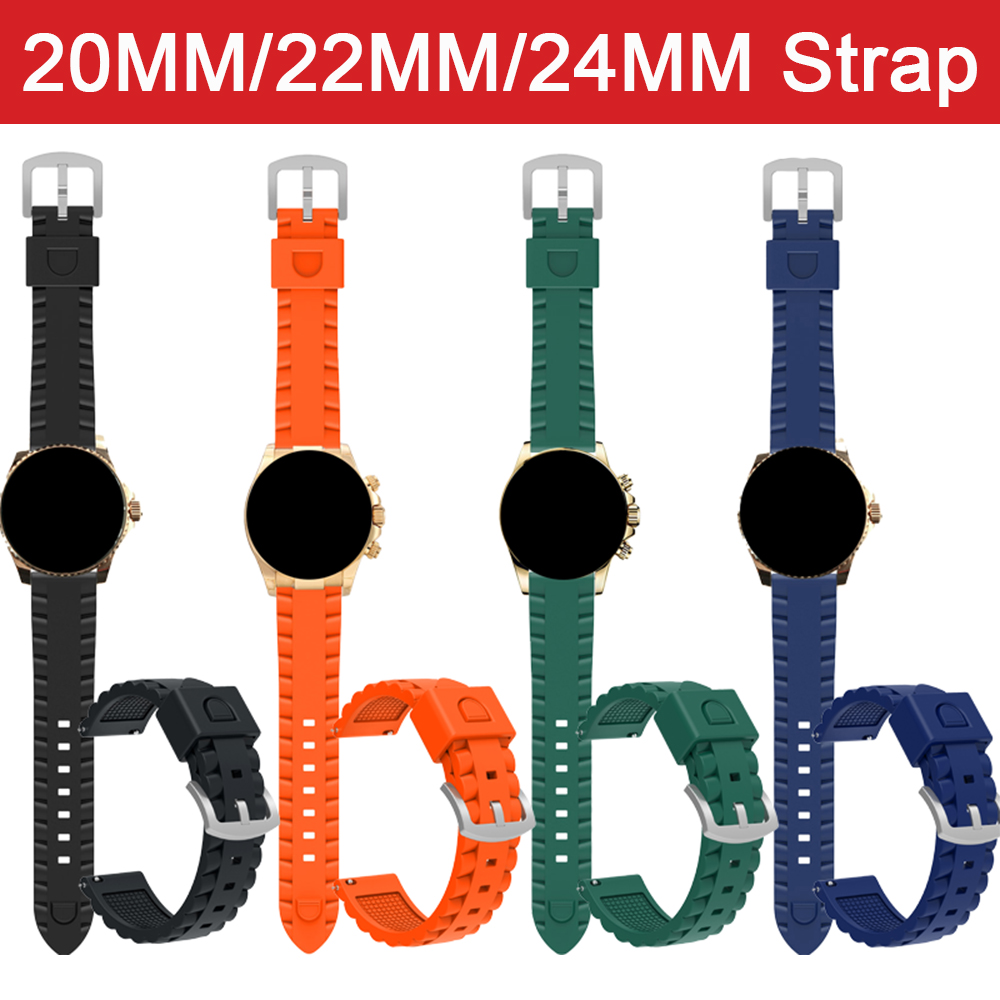 Silicone Watch Band 22Mm - Soft Silicone Strap For 20mm 22mm