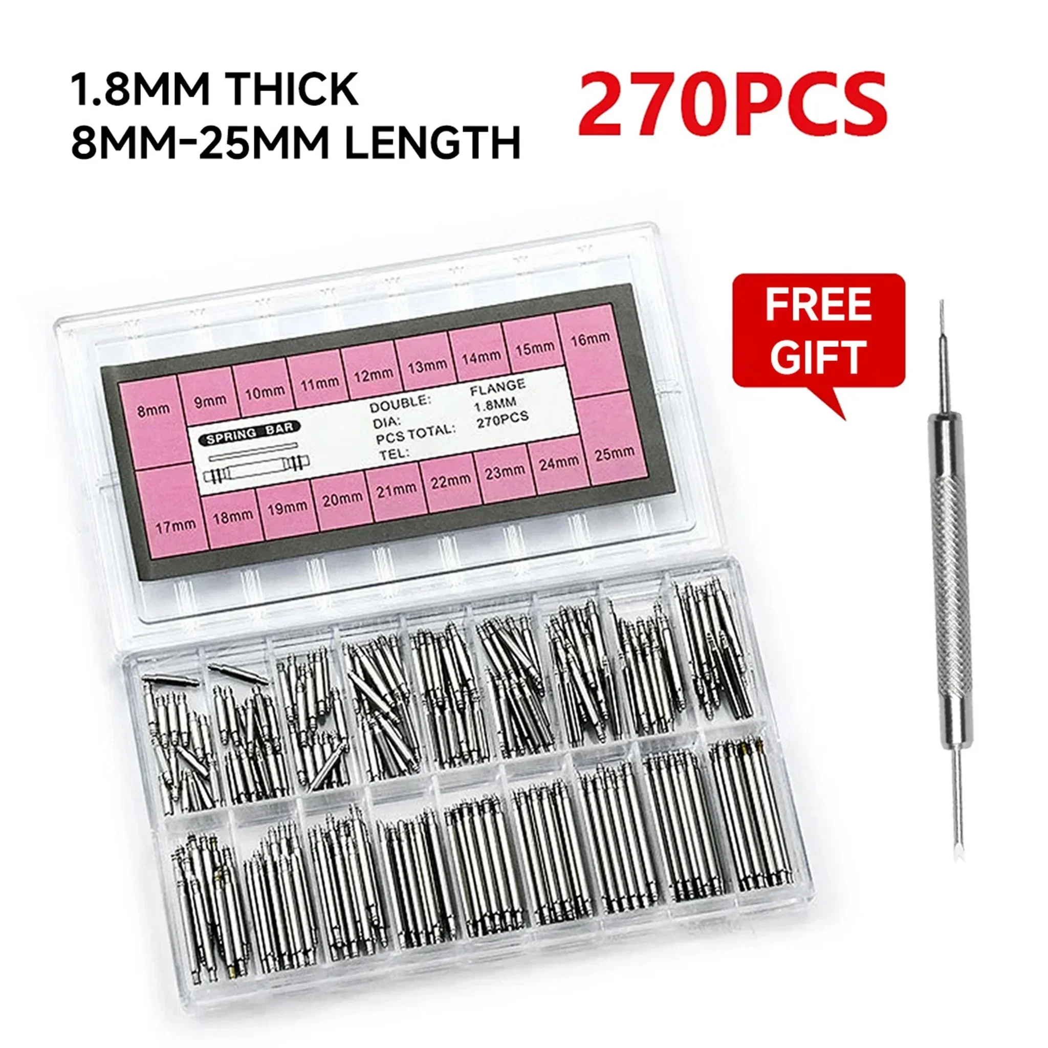 Spring Bar Tool Set - 270pcs/set Strainless Steel Spring Bars Dia