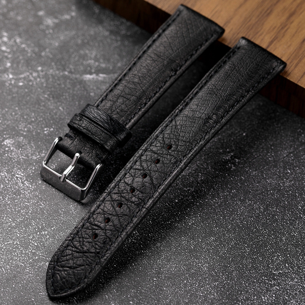 Nato Strap Nylon - Handmade South African Ostrich Leather Black
