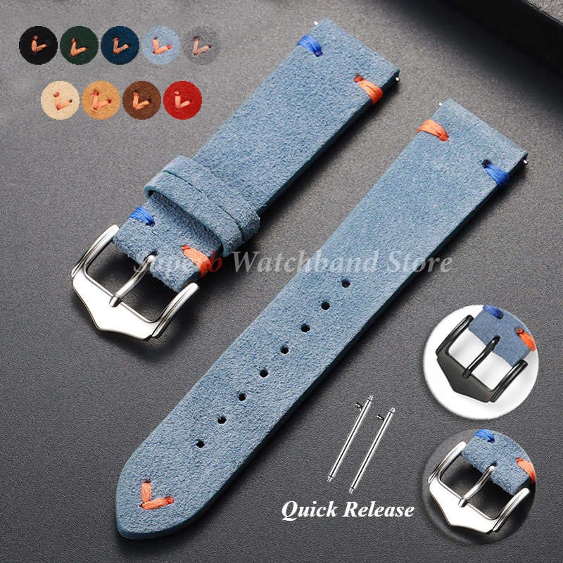 Suede Strap Watch - Suede Leather Watch Strap 18mm 20mm