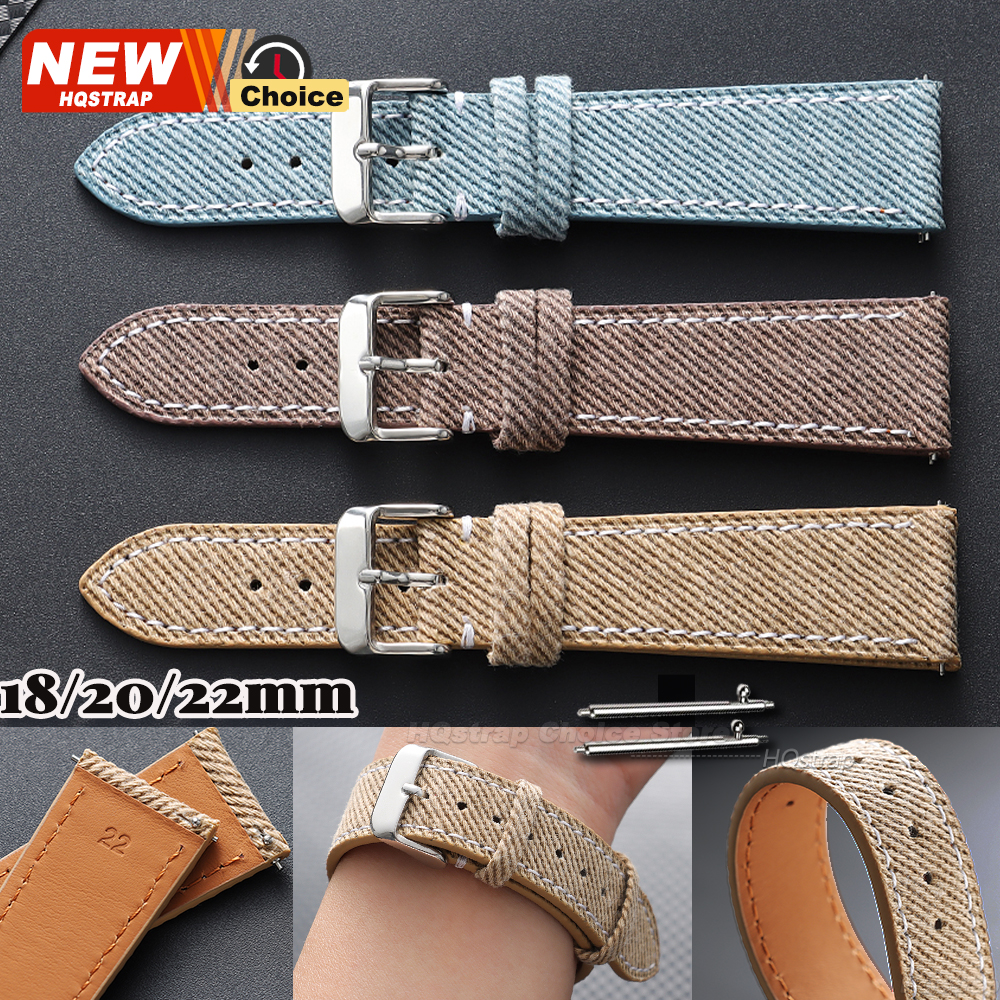 Canvas Strap Watch - Nylon Denim Fabric Watch Strap 18mm