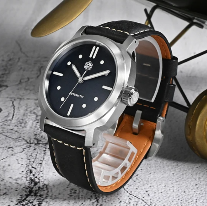 Leather Strap Quick Release - San Martin Mens Pilot Watches 40mm