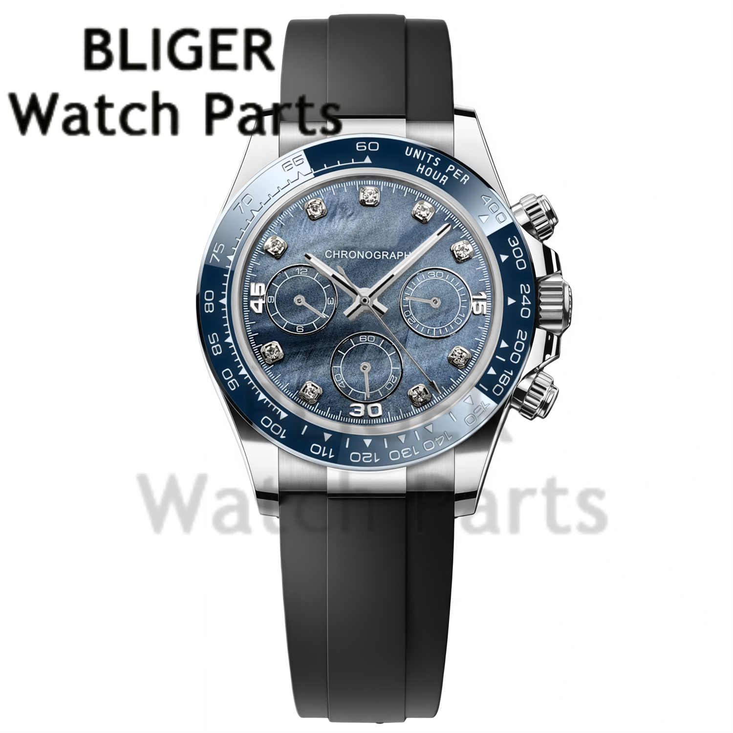 Rubber Strap Diver - BLIGER 39MM Men's Quartz Chronograph Wristwatch