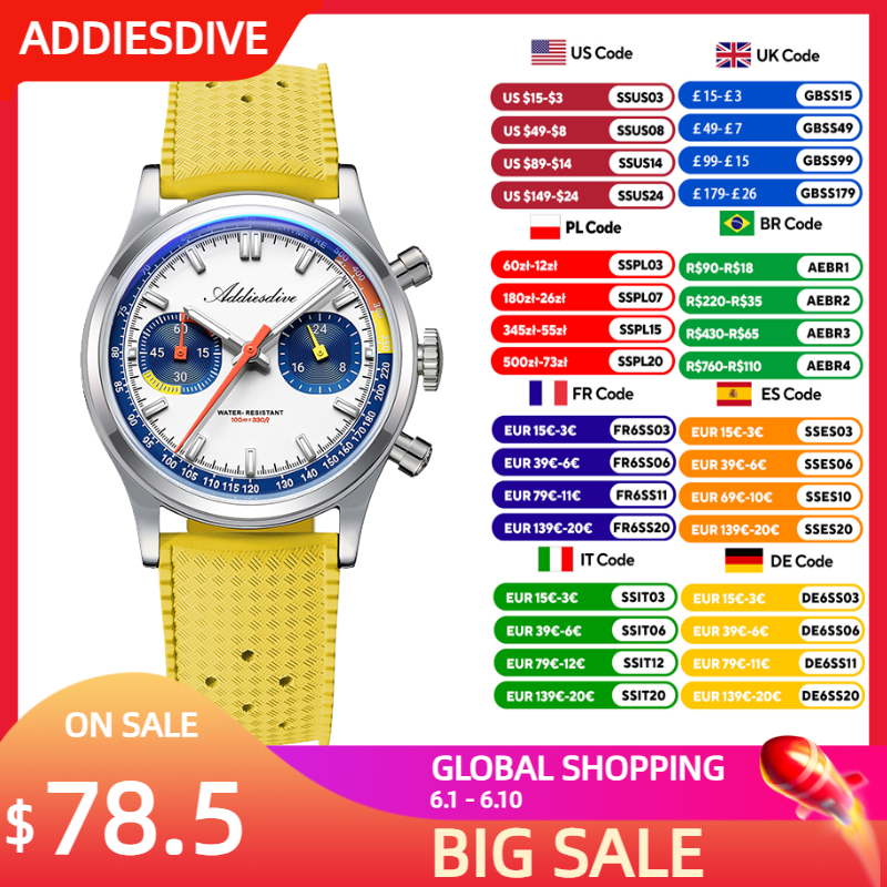 Rubber Strap Diver - ADDIESDIVE Fashion Men's Quartz Wristwatches VK64