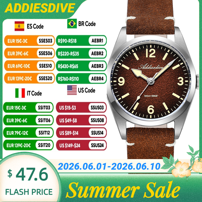Suede Strap Watch - ADDIESDIVE Japan 2035 Super Luminous Leather