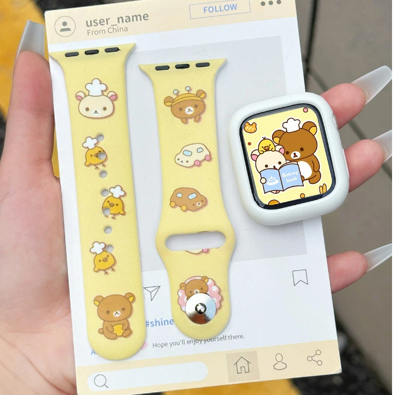 Silicone Band Women - Cute Rilakkuma Print Silicone Apple Watch