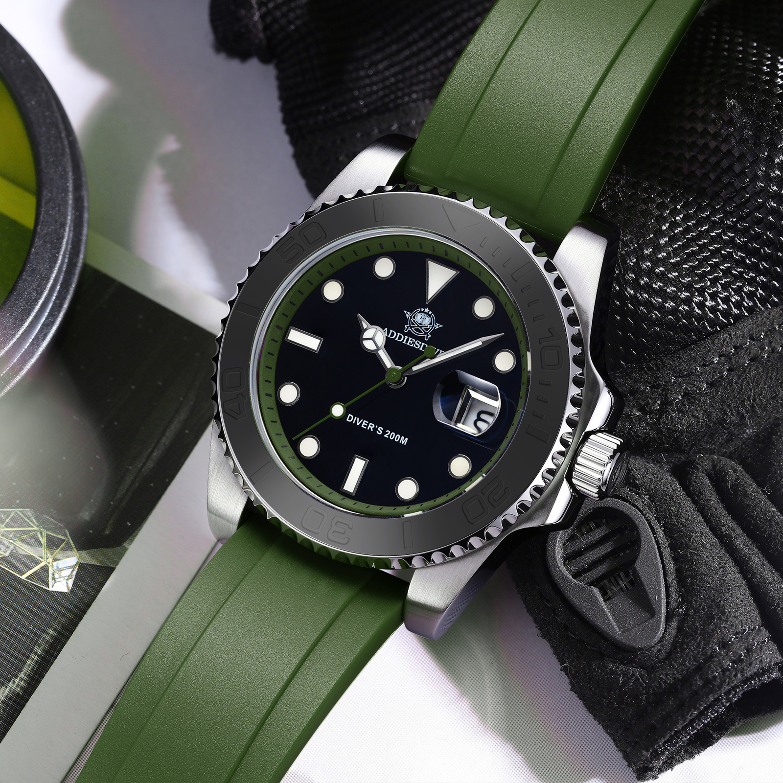 Rubber Strap Diver - ADDIESDIVE Rotatable Ceramic Bezel Men's Divers