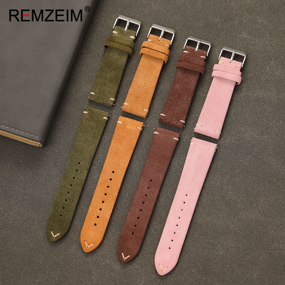Suede Strap Watch - Unisex Suede Leather Watch Belt 18mm