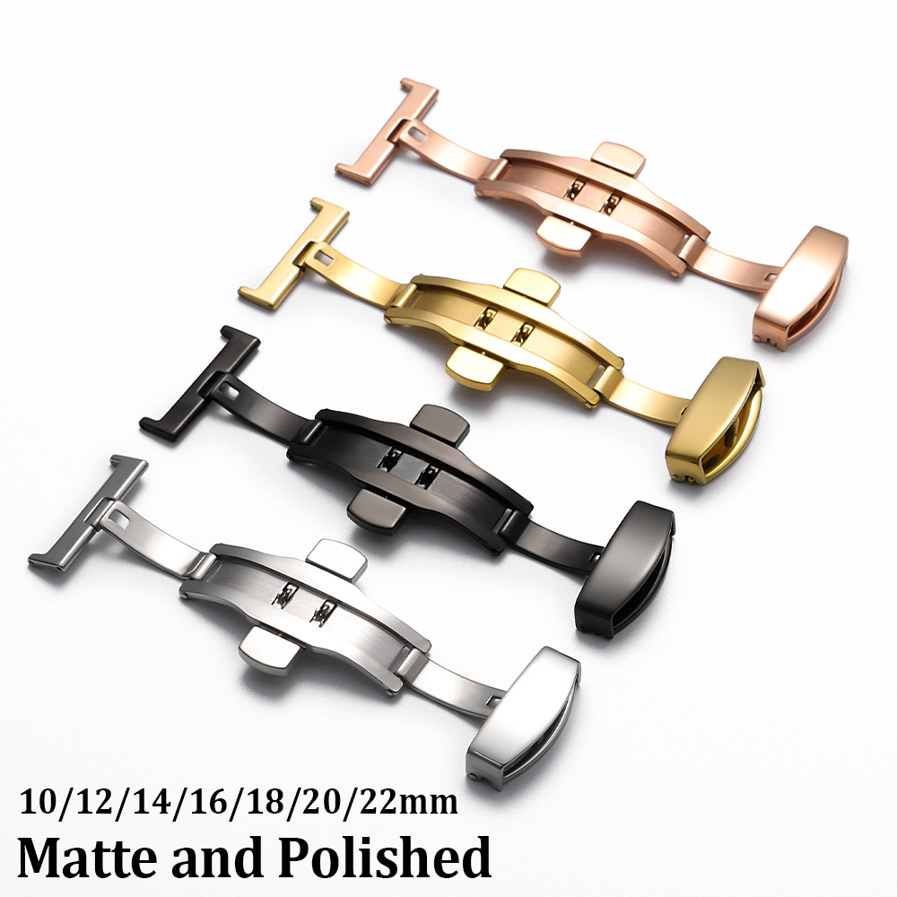 Butterfly Clasp Deployant - 10/12/14/16/18/20/22mm Polished Matte Folding Button Stainless