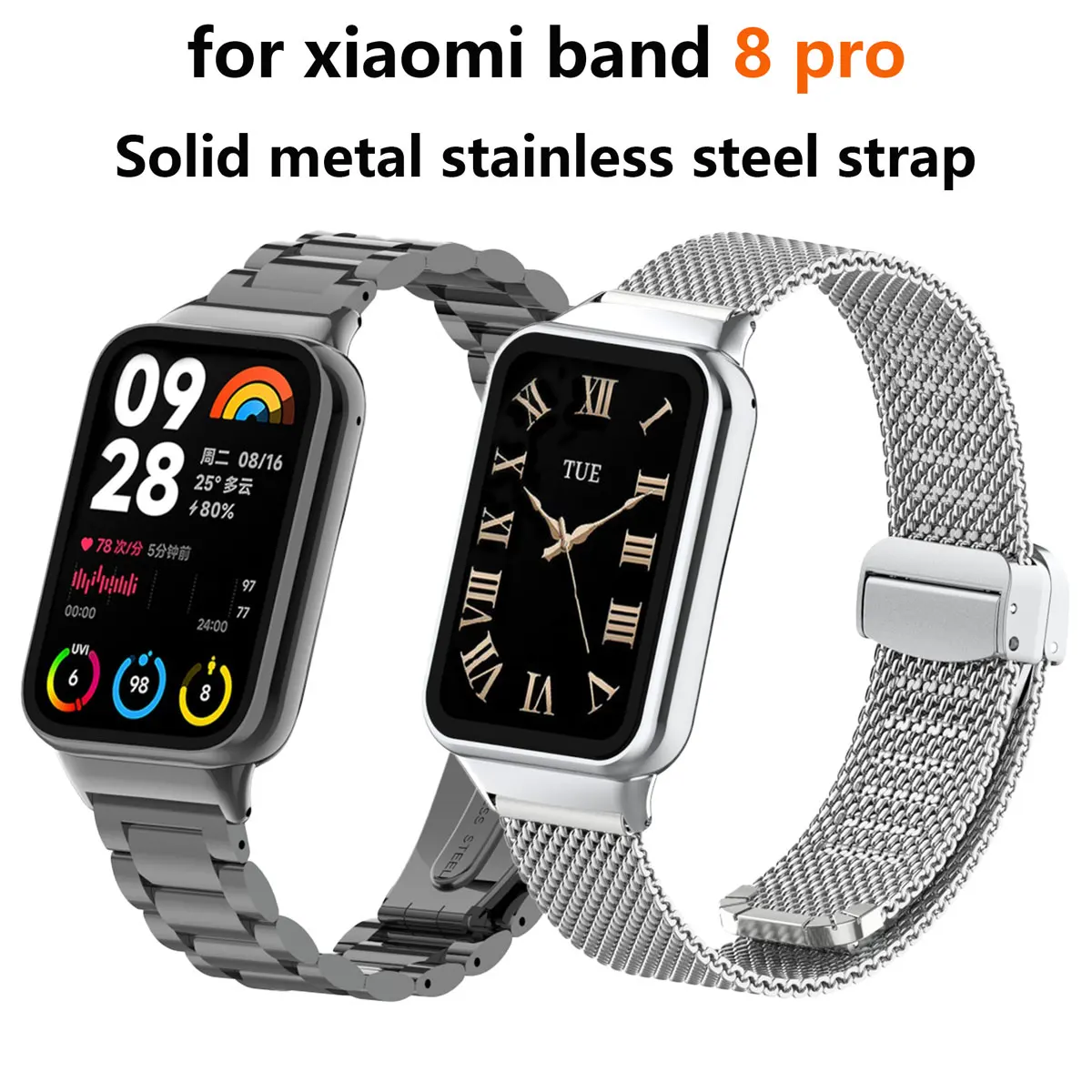 Mesh Strap Metal - Suitable for Xiaomi band 8pro strap,