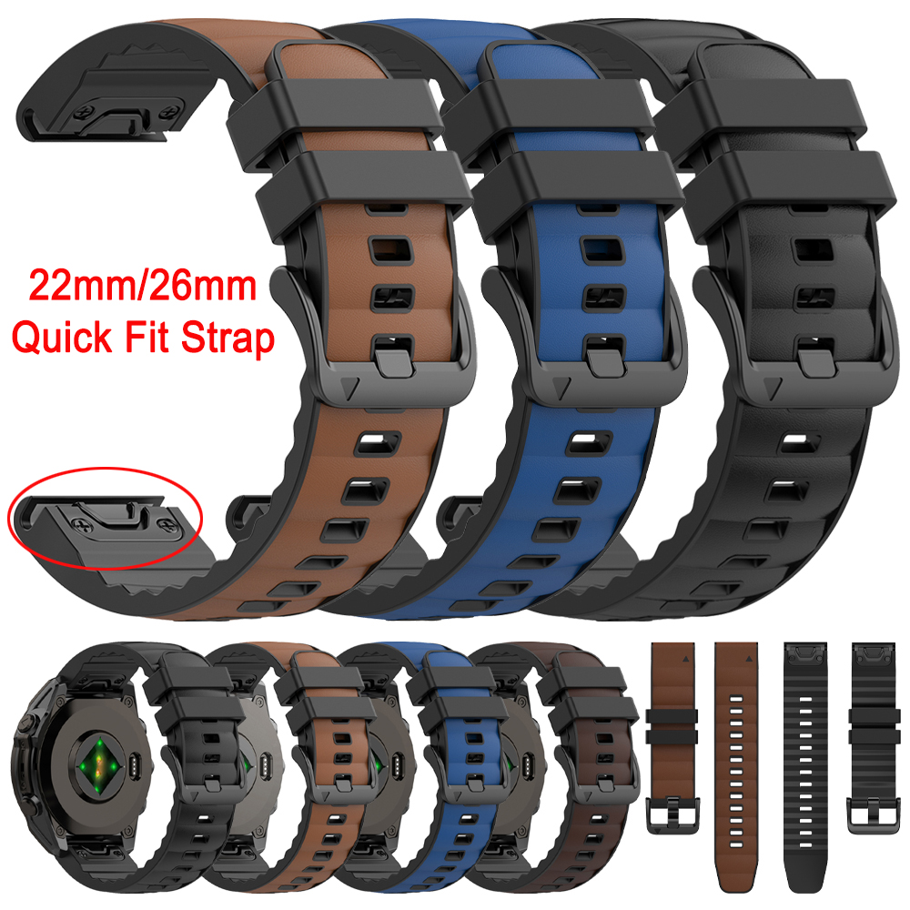 Leather Strap Quick Release - Quick Fit 22mm 26mm Leather+Silicone WatchBand