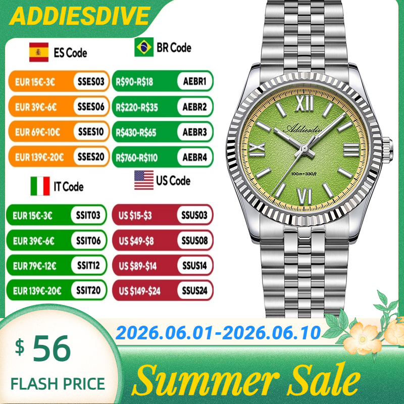Stainless Bracelet Diver - ADDIESDIVE Hight Quality Sapphire Glass 10Bar
