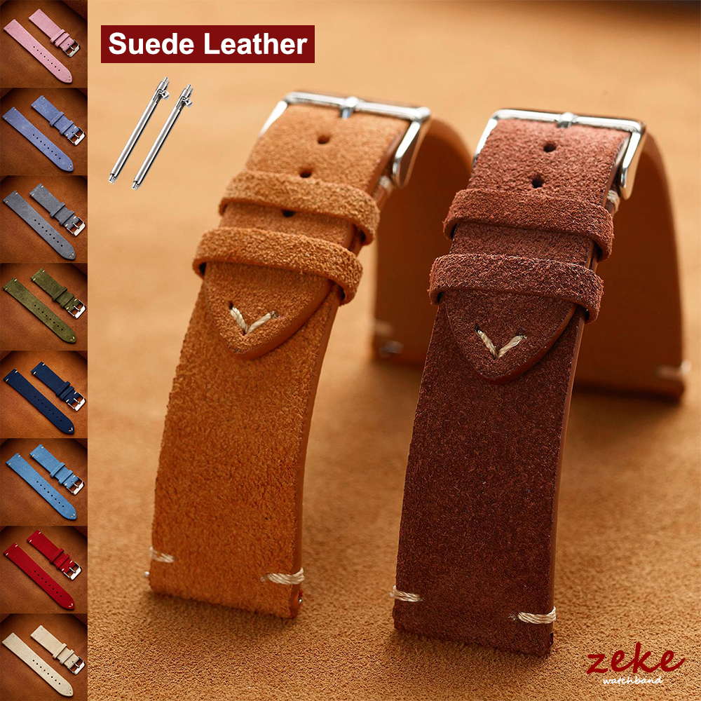 Suede Strap Watch - Brown Genuine Leather Watch Band Quick