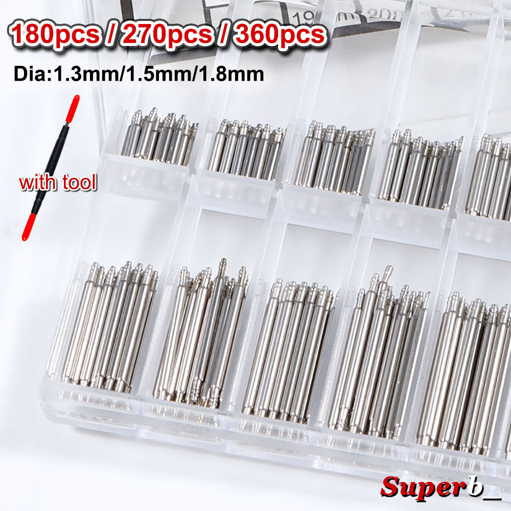 Spring Bar Tool Set - 360pcs Dia 1.3mm/1.5mm/1.8mm Strainless Steel Spring