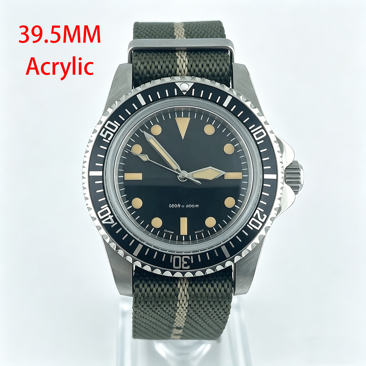 Tropic Strap Vintage - 39.5mm Diver Retro watch acrylic glass
