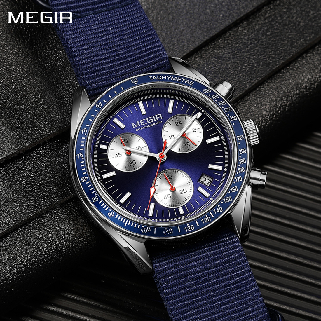 Canvas Strap Watch - MEGIR Chronograph Canvas Strap Men Sport