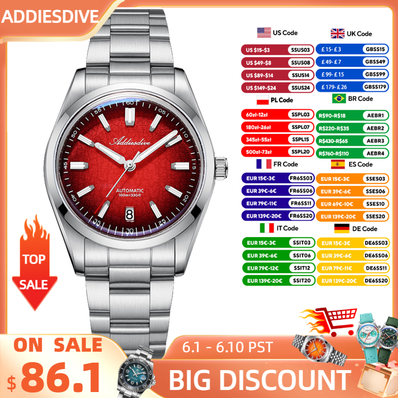 Stainless Bracelet Diver - ADDIESDIVE Watch For Gift 39mm Automatic