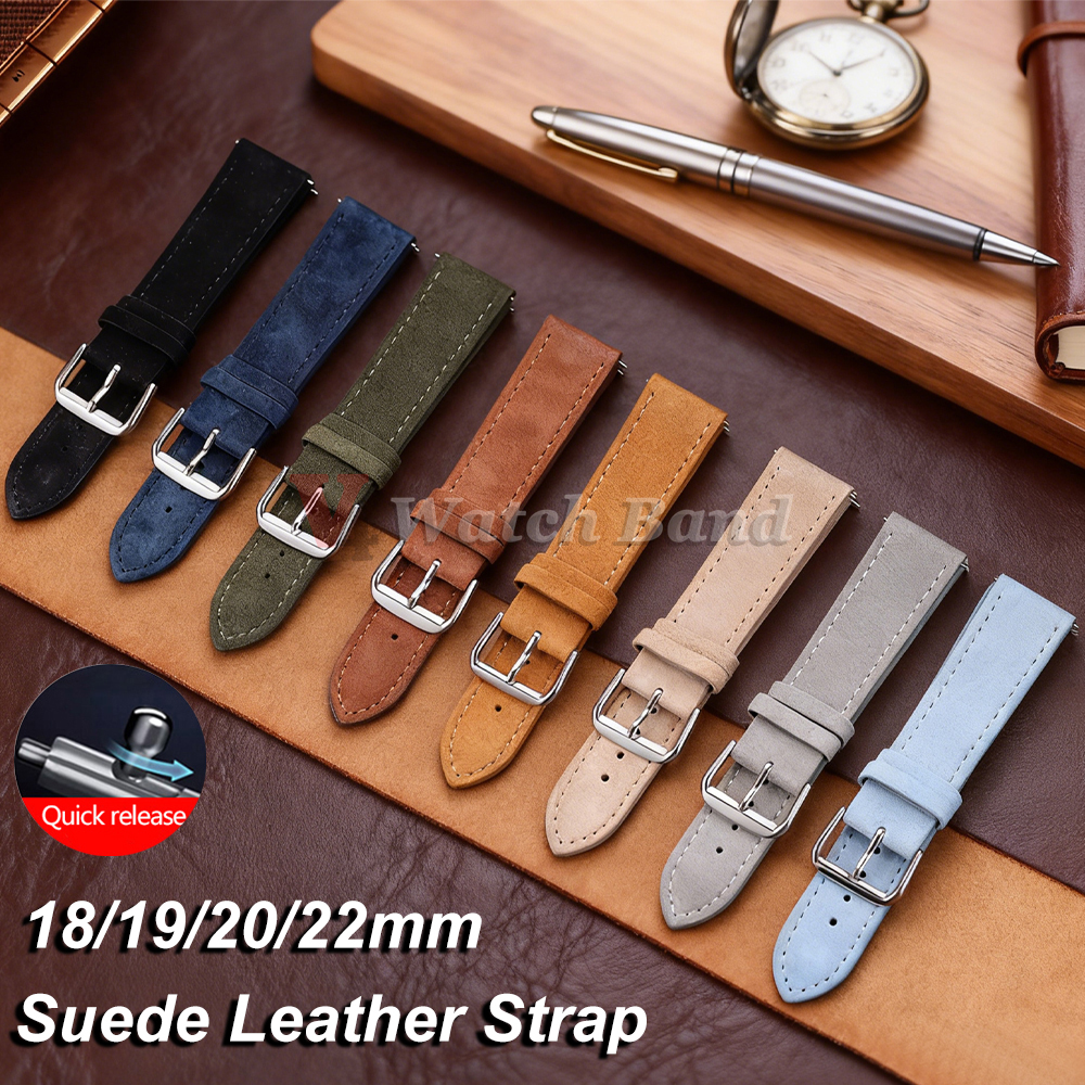 Suede Strap Watch - 18/19/20/22mm Watch Band Genuine Suede Cowhide