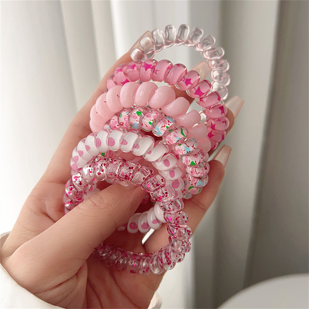 Silicone Band Women - 6pcs Sweet Cute Colorful Spiral Hair