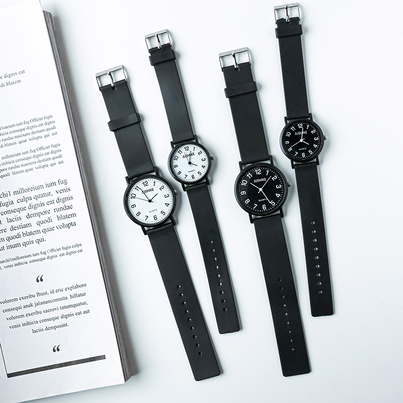 Silicone Band Women - Simple Black Watch Quartz Watches for