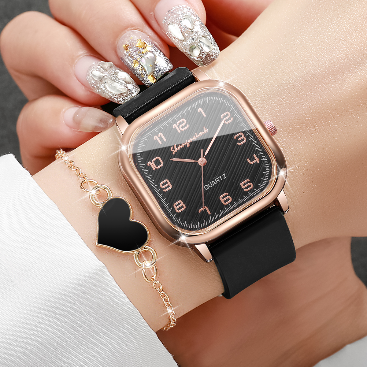 2PCS/Set Fashion Square Women  - Silicone Band Women reseña y precio