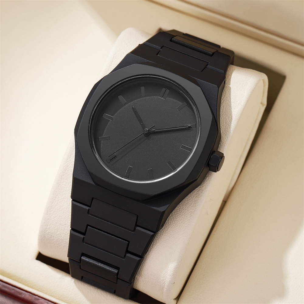 Men's Fashion Simple Black Lar - Butterfly Clasp Deployant reseña y precio