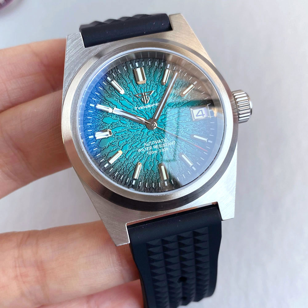 New 38mm Mechanical Watch Men  - Rubber Strap Diver reseña y precio