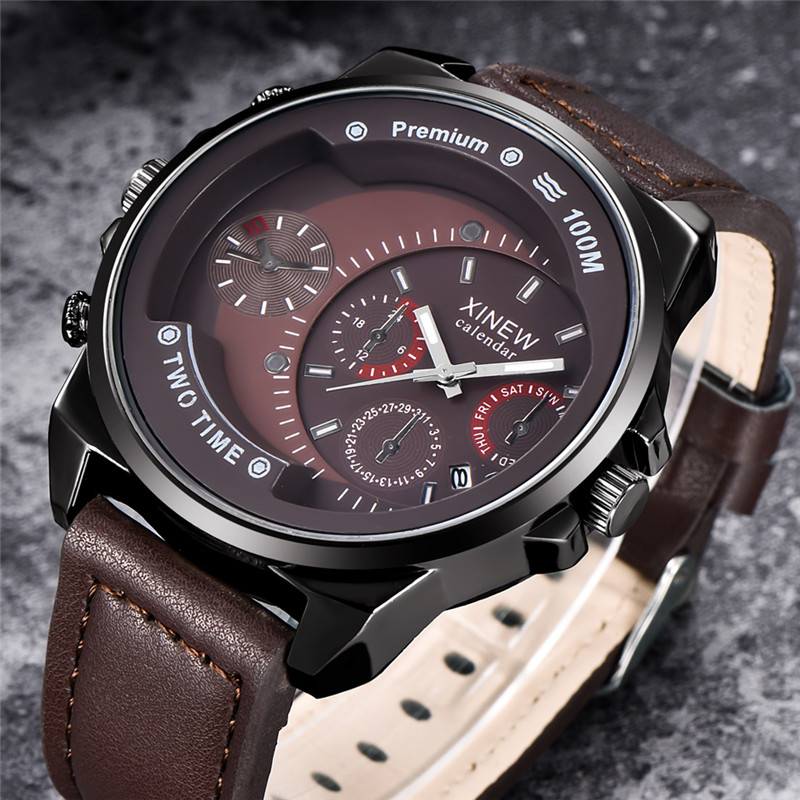 Original XINEW Brand Men Watch - Leather Watch Band Men reseña y precio
