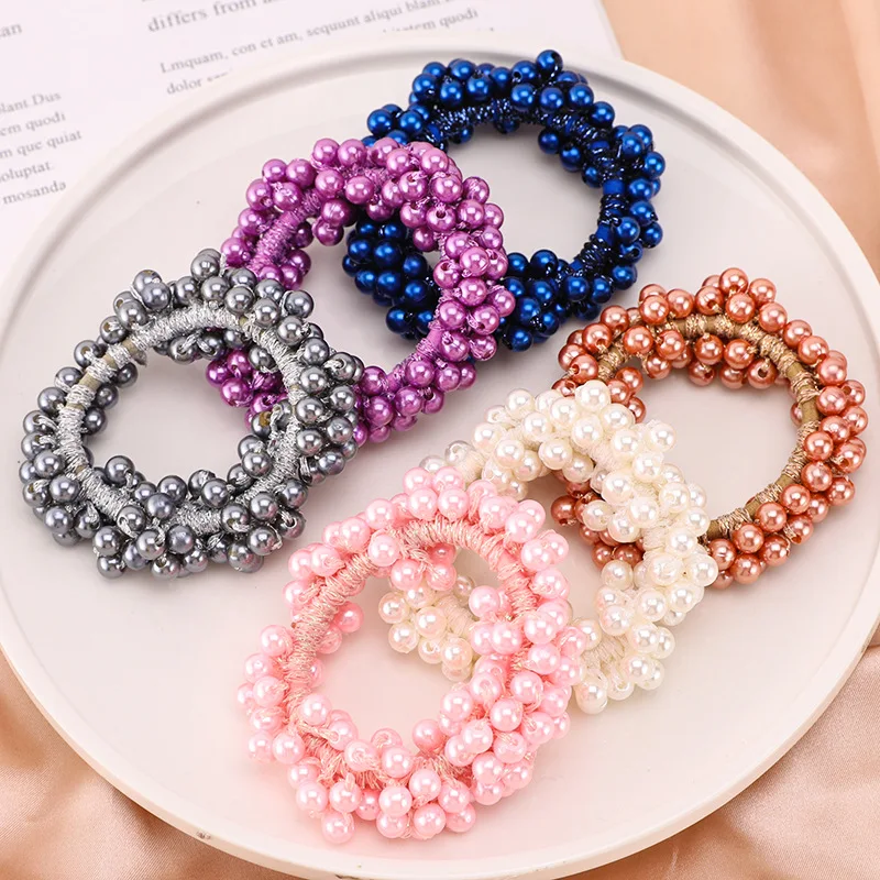 Woman Elegant Pearl Hair Ties  - Silicone Band Women reseña y precio