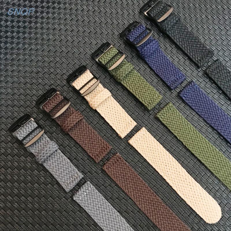 20mm 22mm Black Navy solid col - Perlon Strap Woven reseña y precio