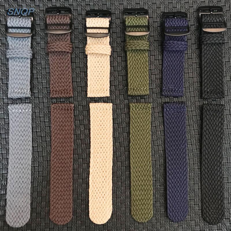 20mm 22mm Black Navy solid col - Perlon Strap Woven reseña y precio