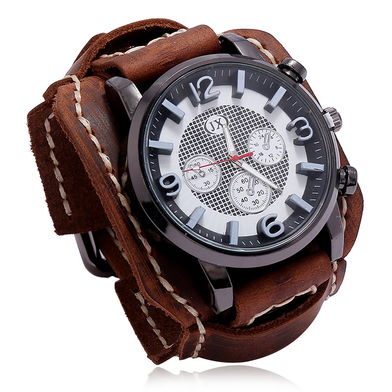 New Retro Mens Watches Genuine - Leather Watch Band Men reseña y precio