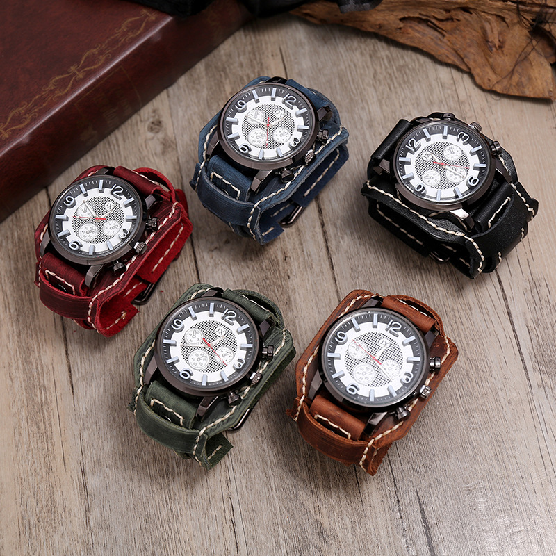 New Retro Mens Watches Genuine - Leather Watch Band Men reseña y precio