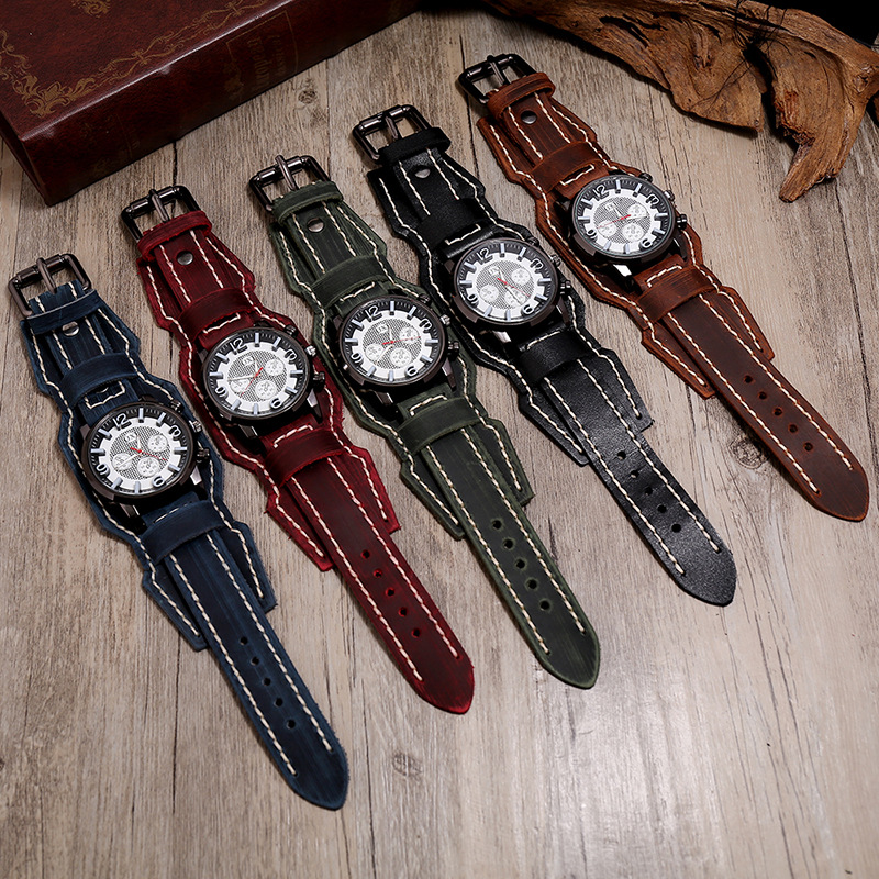 New Retro Mens Watches Genuine - Leather Watch Band Men reseña y precio