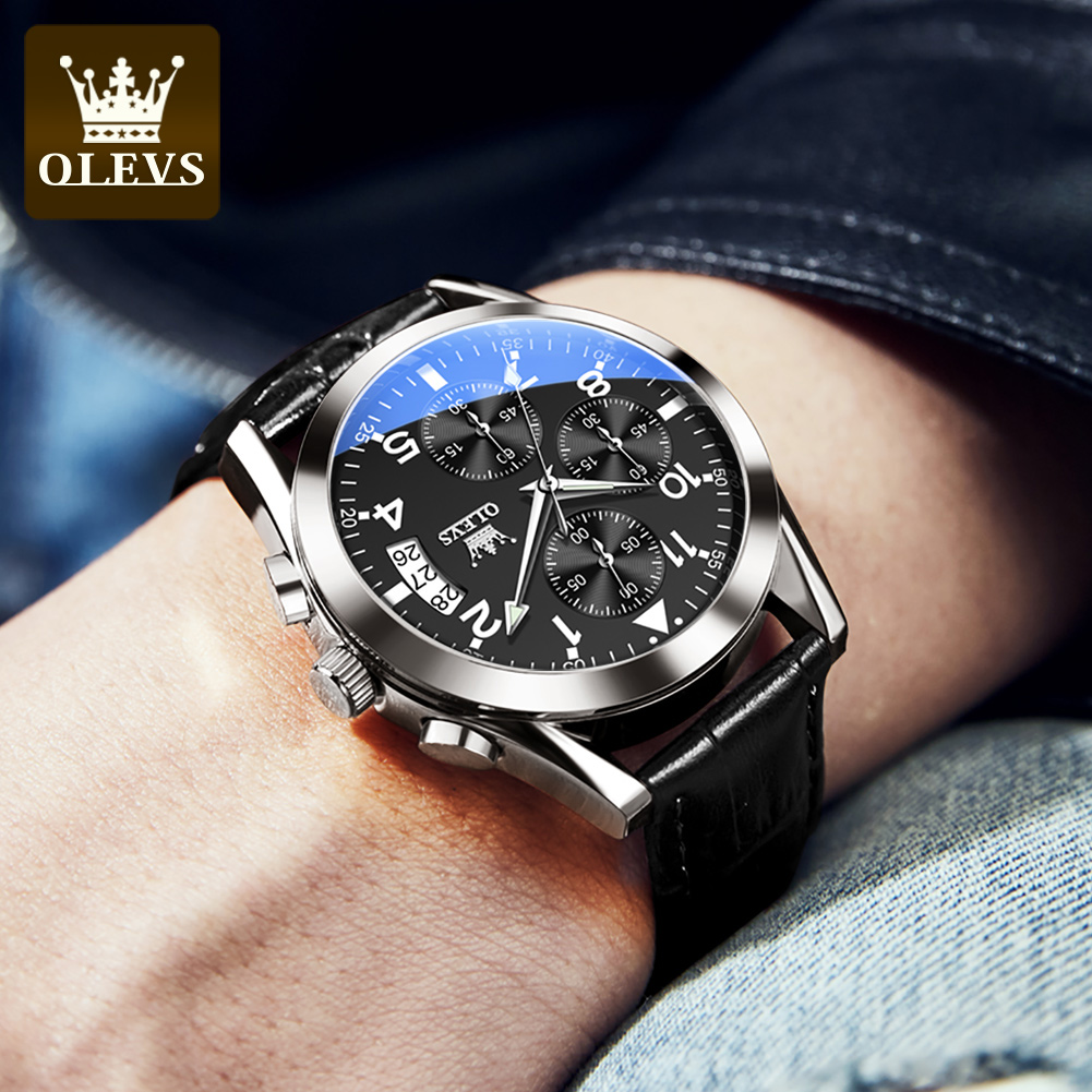OLEVS Quartz Watch for Men Ori - Leather Watch Band Men reseña y precio
