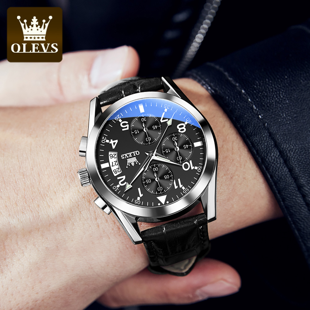 OLEVS Quartz Watch for Men Ori - Leather Watch Band Men reseña y precio