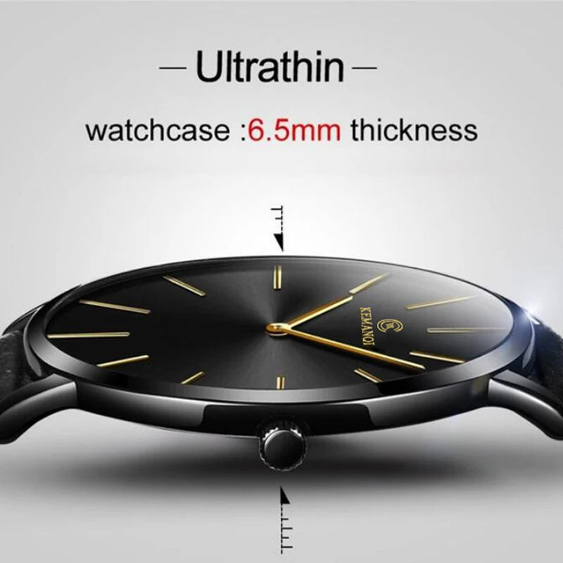Fashion Ultra Thin Men's Quart - Leather Watch Band Men reseña y precio