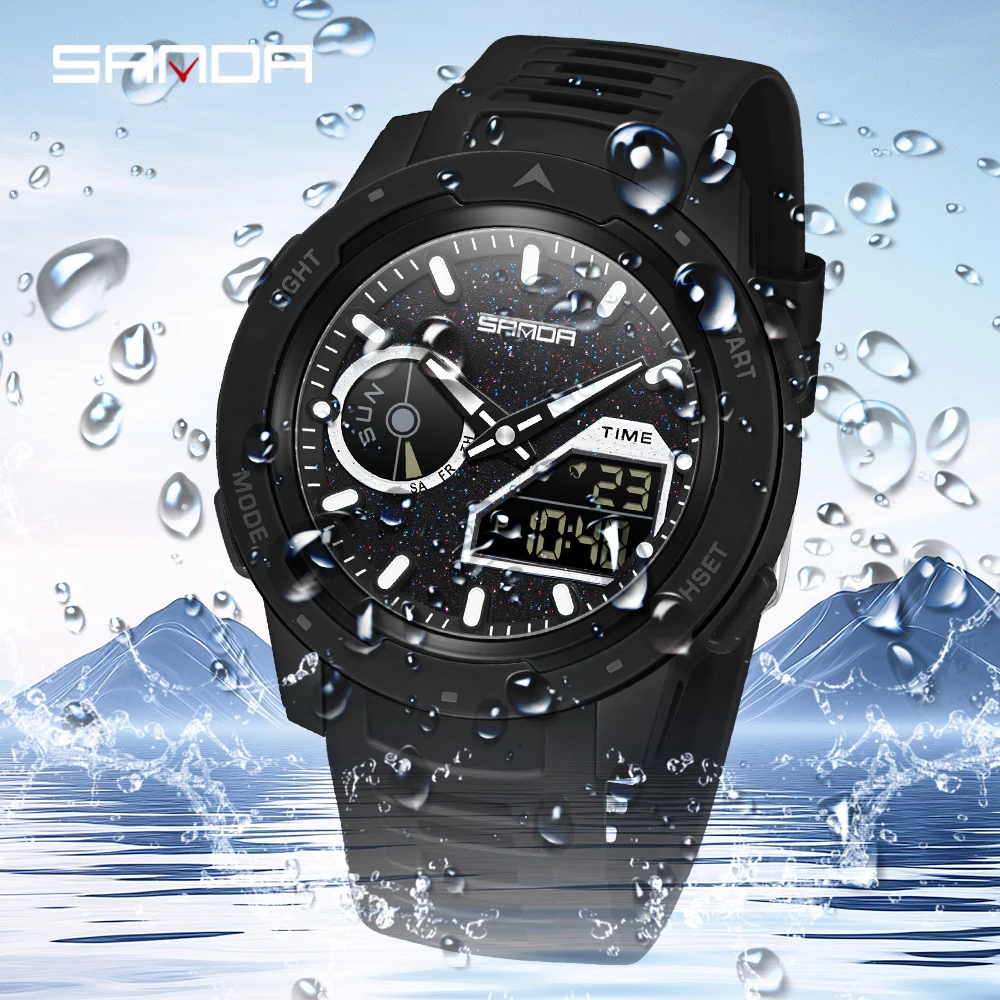 SANDA new men's fluorescent wa - Rubber Strap Diver reseña y precio