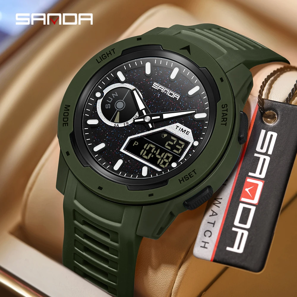 SANDA new men's fluorescent wa - Rubber Strap Diver reseña y precio