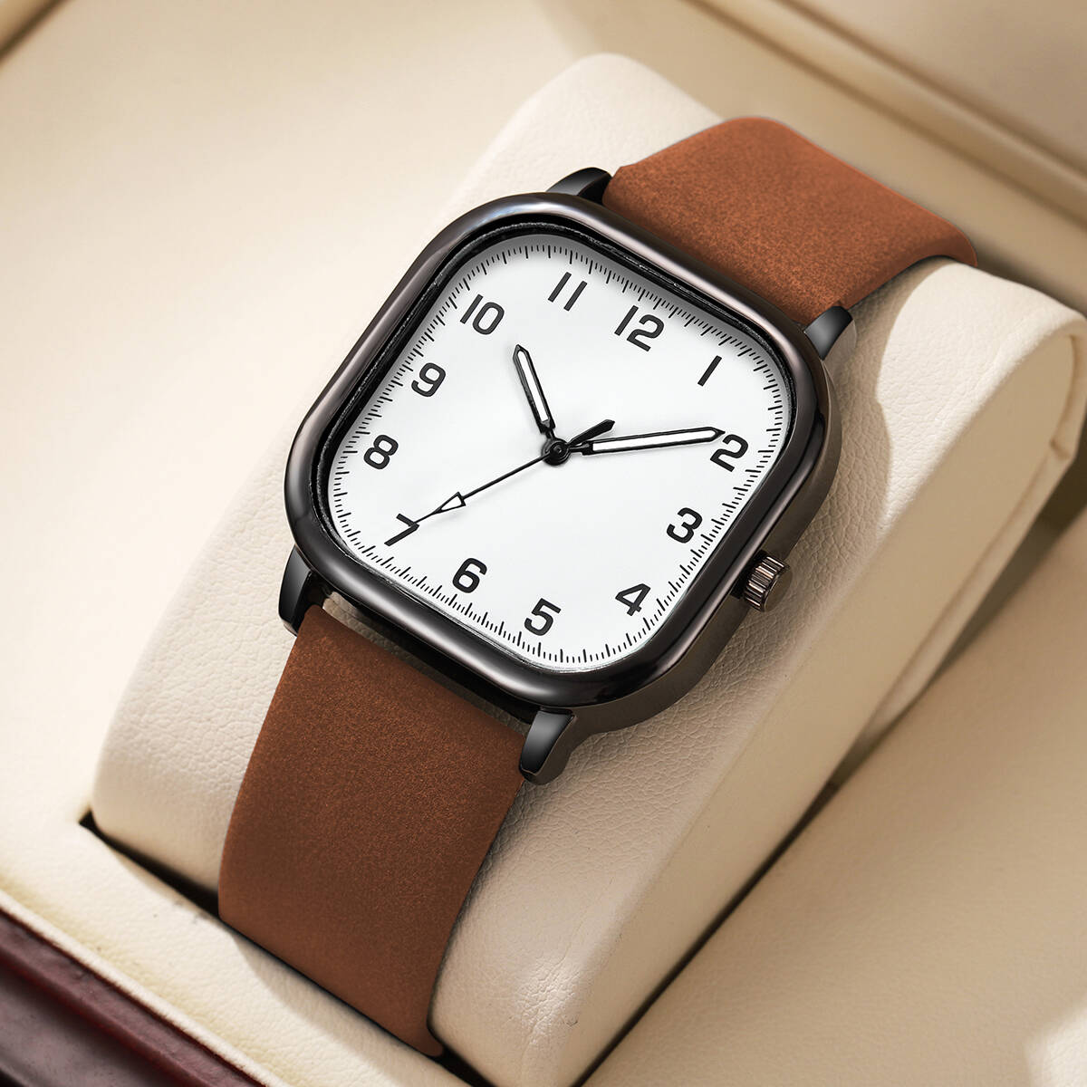 Fashion Square Men Watches Sim - Leather Watch Band Men reseña y precio