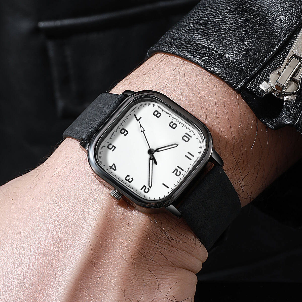 Fashion Square Men Watches Sim - Leather Watch Band Men reseña y precio