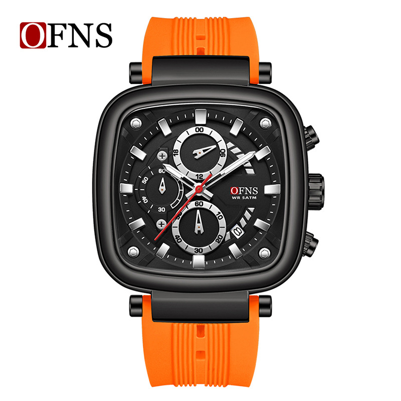 OFNS square waterproof sports  - Rubber Strap Diver reseña y precio
