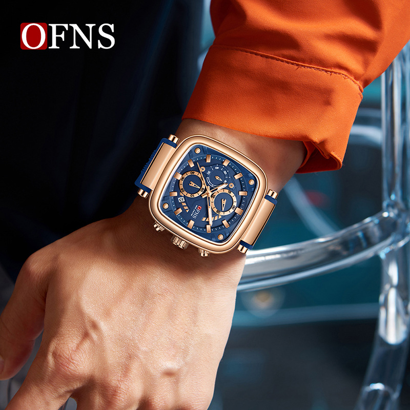 OFNS square waterproof sports  - Rubber Strap Diver reseña y precio