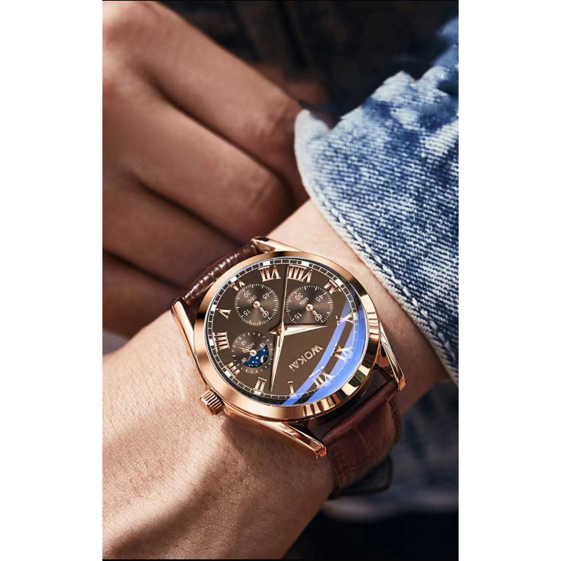 WOKAI Fashion Casual Business  - Leather Watch Band Men reseña y precio