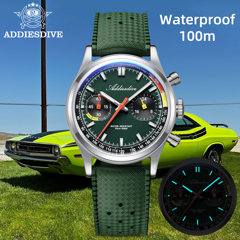 ADDIESDIVE Chronograph VK64 Wa - Rubber Strap Diver reseña y precio