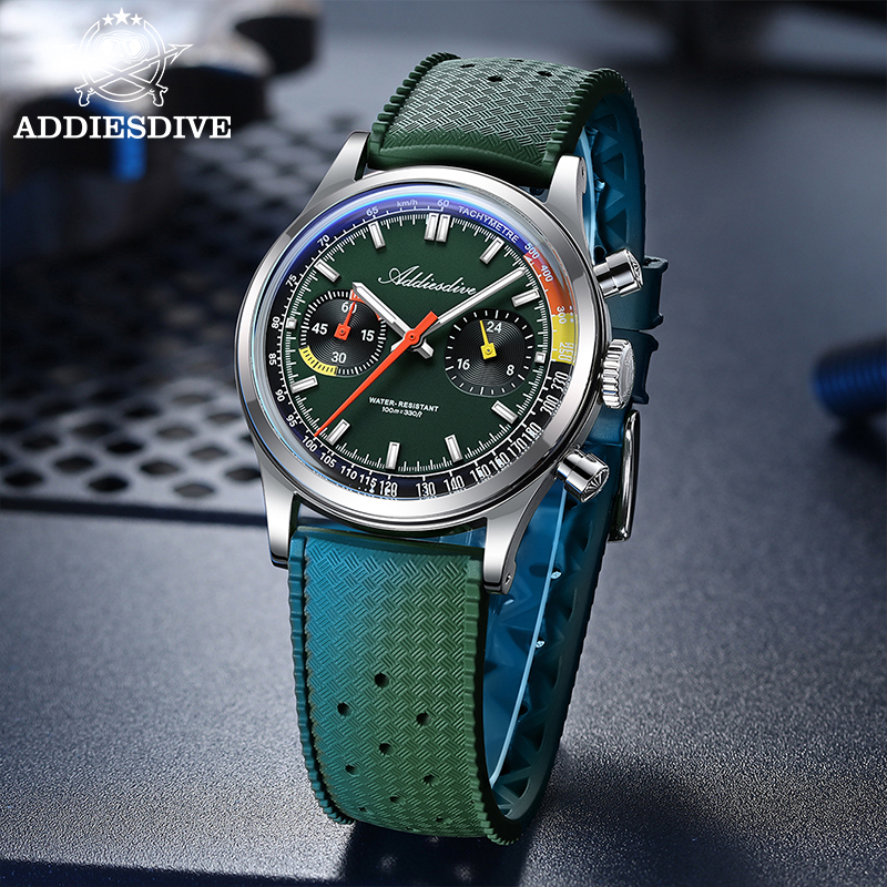 ADDIESDIVE Chronograph VK64 Wa - Rubber Strap Diver reseña y precio