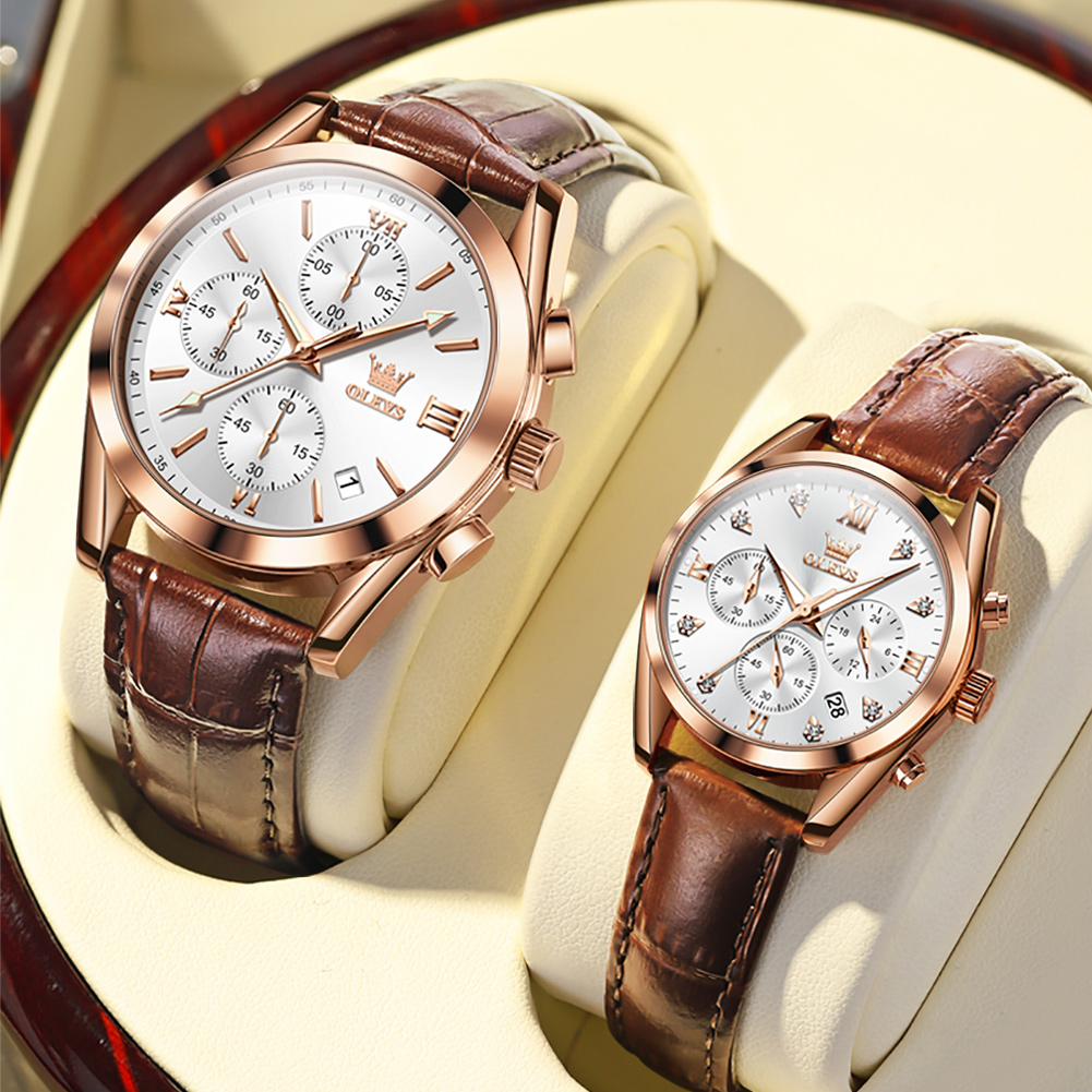 OLEVS Couple Watch for Men Wom - Leather Watch Band Men reseña y precio