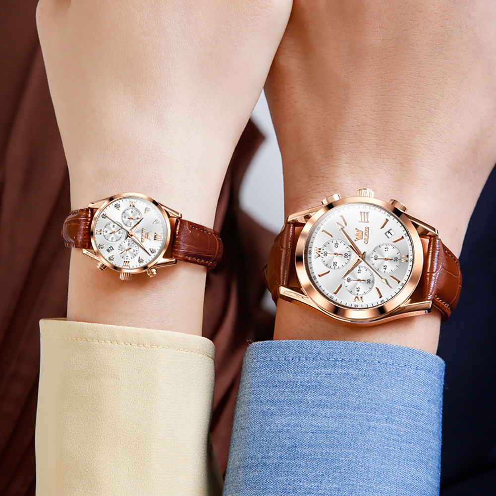 OLEVS Couple Watch for Men Wom - Leather Watch Band Men reseña y precio