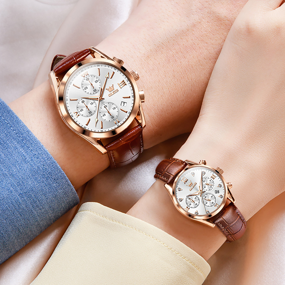OLEVS Couple Watch for Men Wom - Leather Watch Band Men reseña y precio